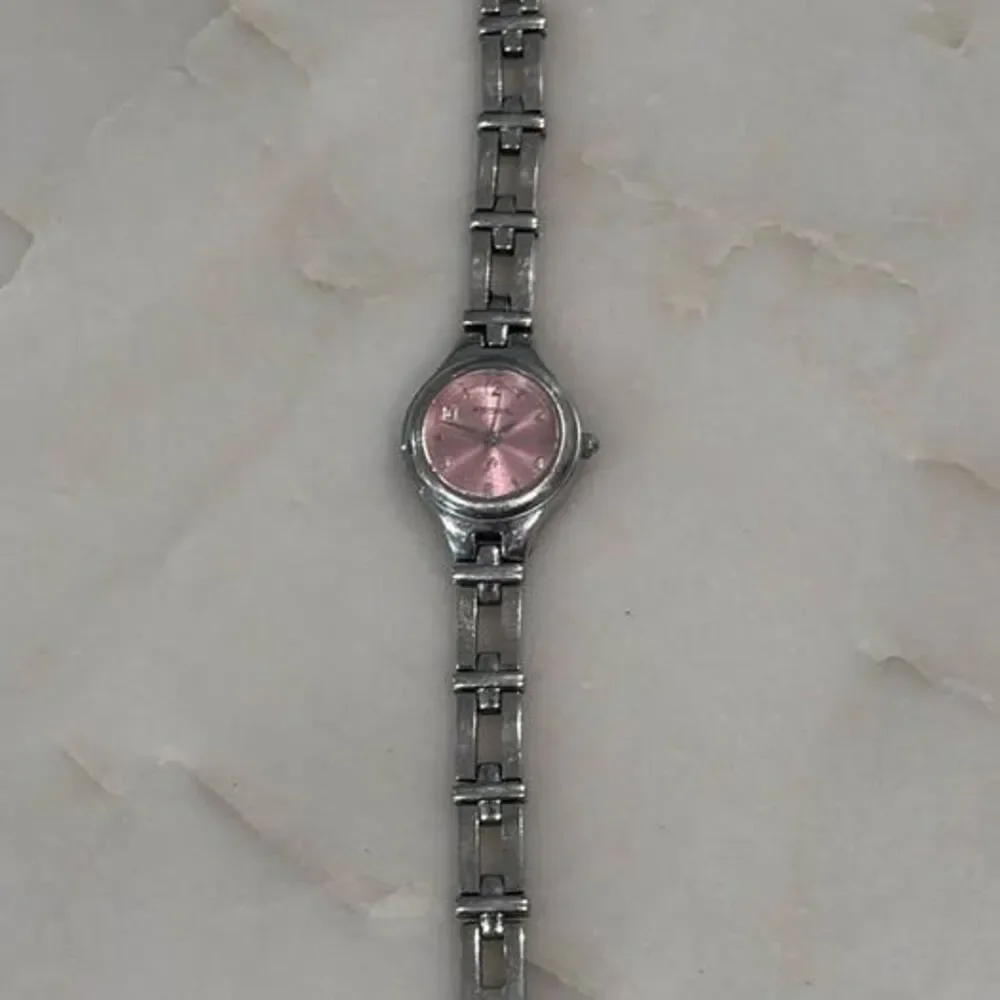 Vintage Fossil Women's Watch Y2K | Pink Dial Stainless Steel | Early 2000s